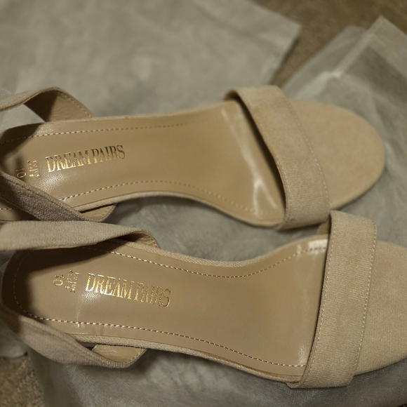 Dream Pairs Cream Heels Slingback Open Toe - Picture 4 of 7